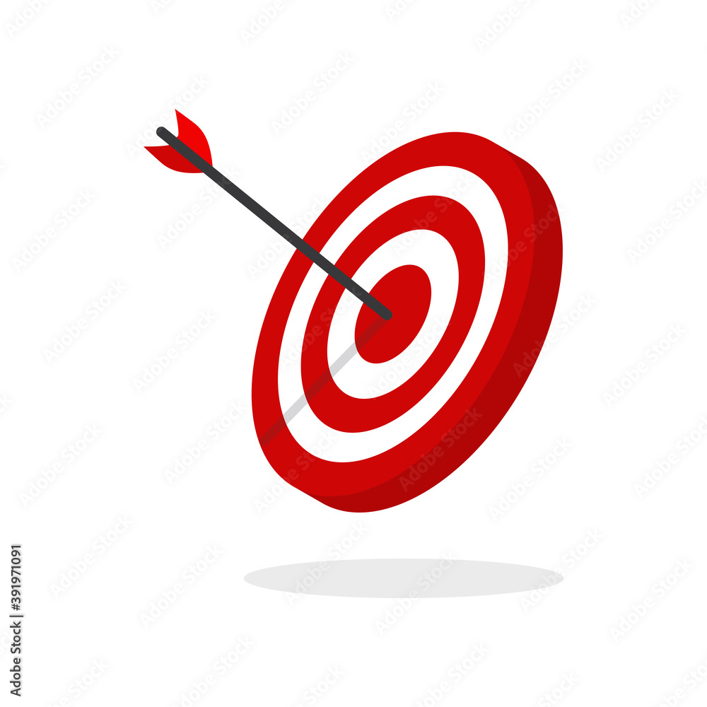 The arrow presses the target button., Focusing on goals, success, successful investment, successful business strategy, targeted investment strategies, icon illustrations and vector The arrow presses the target button., Focusing on goals, success, successful investment, successful business strategy, targeted investment strategies, icon illustrations and vector