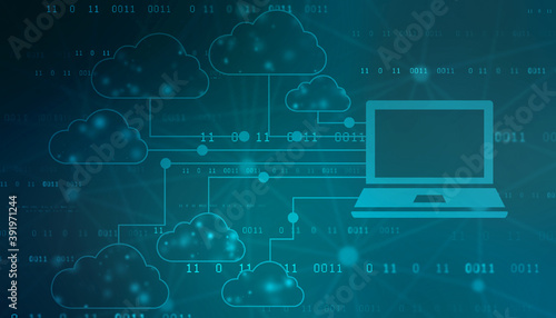 Cloud computing, Cloud Computing Concept. Cloud Internet technology background. 2d illustration
