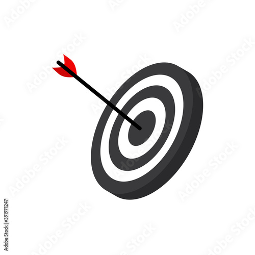 The arrow presses the target button., Focusing on goals, success, successful investment, successful business strategy, targeted investment strategies, icon illustrations and vector
