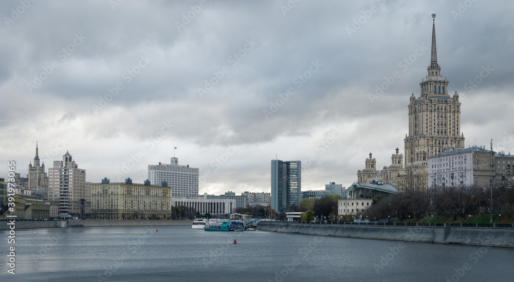 View of the Moscow river from Krasnopresnenskaya embankment