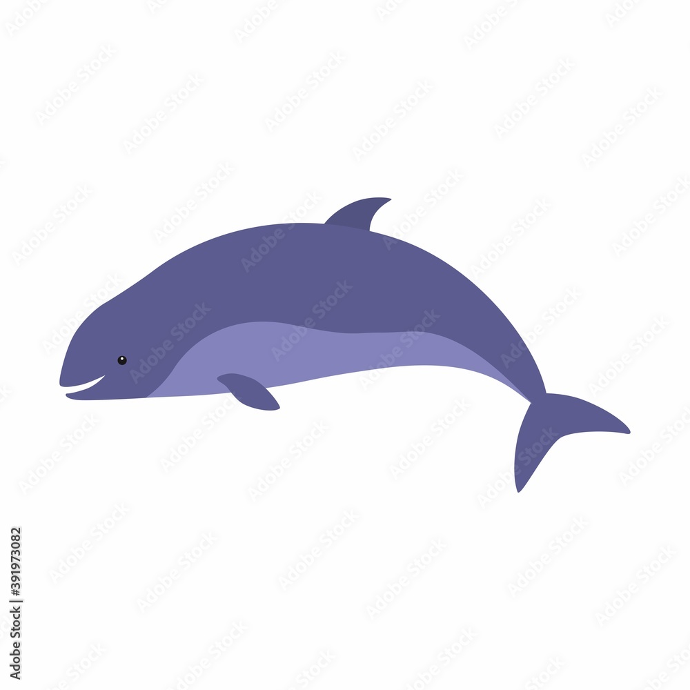 Fototapeta premium Happy Harbor Porpoise Cartoon. Vector illustration isolated