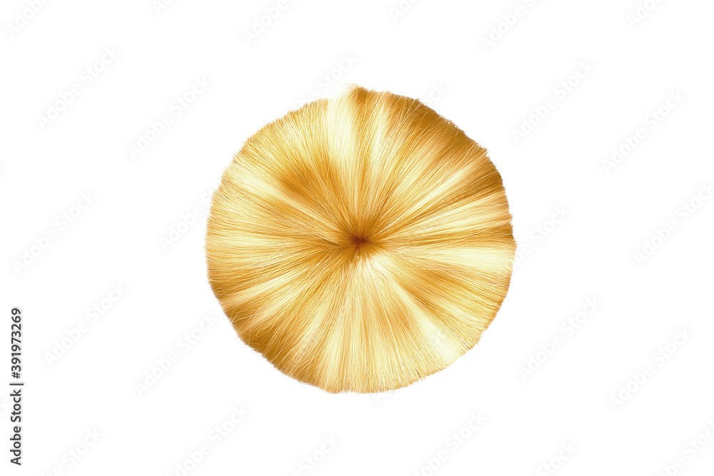Donut made by blond hair isolated on white background