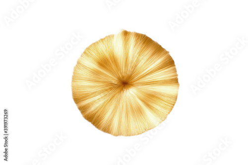 Donut made by blond hair isolated on white background