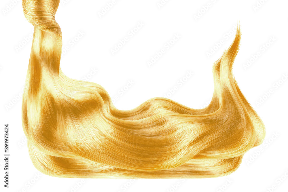 Blond shiny hair on white background, isolated Blond shiny hair on white background, isolated