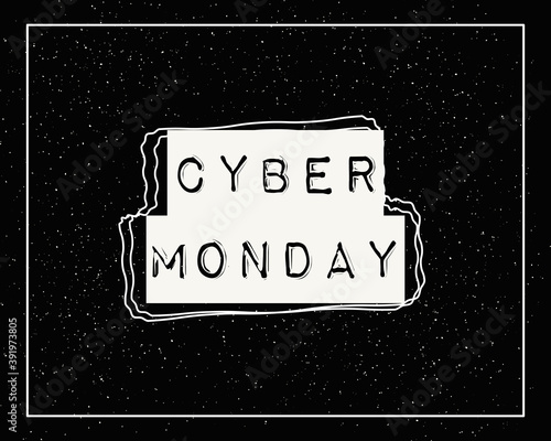 Yellow inspiration "Cyber Monday". Black grain background.