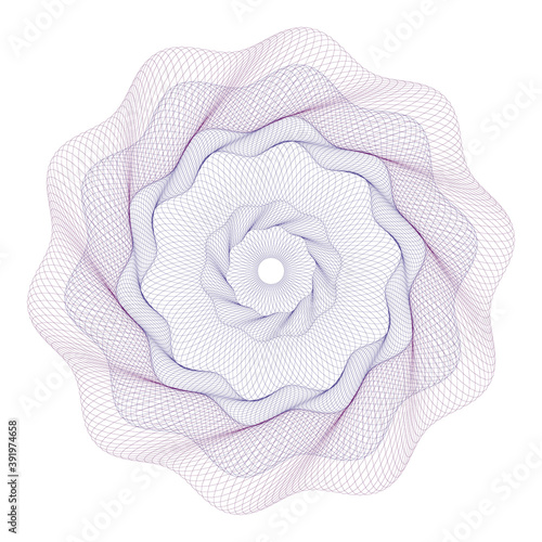 Watermark ,Guilloche rosetta  , design for  background for certificate, 