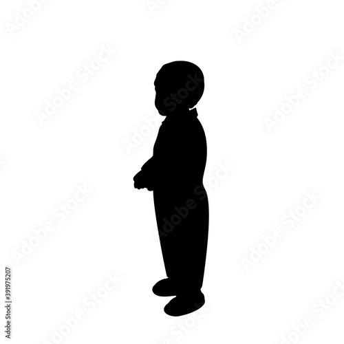 Silhouette of little baby boy in full growth