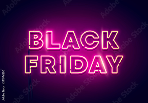 Vector Illustration Black Friday Neon Light.