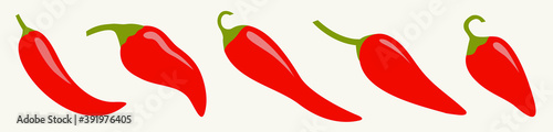 Fotografia Chili hot pepper icon set line