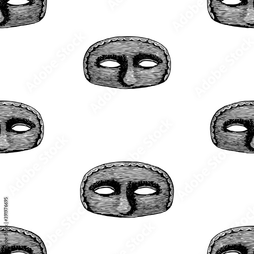 Seamless pattern of abstract masks human face