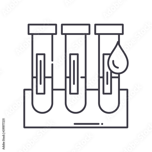 Blood tests icon, linear isolated illustration, thin line vector, web design sign, outline concept symbol with editable stroke on white background.