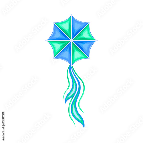Flying Kite as Festive Toy Craft with Wings and Tail Vector Illustration
