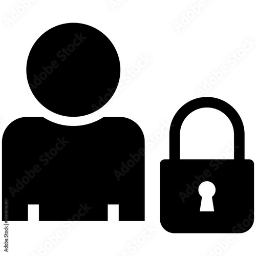 
An individual symbolising manager in this pack with a lock sign showing authorization manager concept
