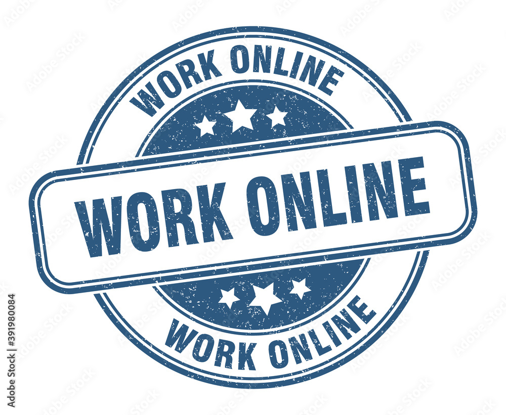 Fototapeta premium work online stamp. work online label. round grunge sign