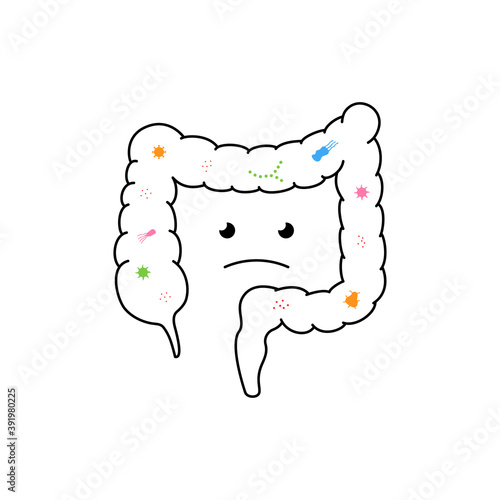upset intestines and bacteria in it