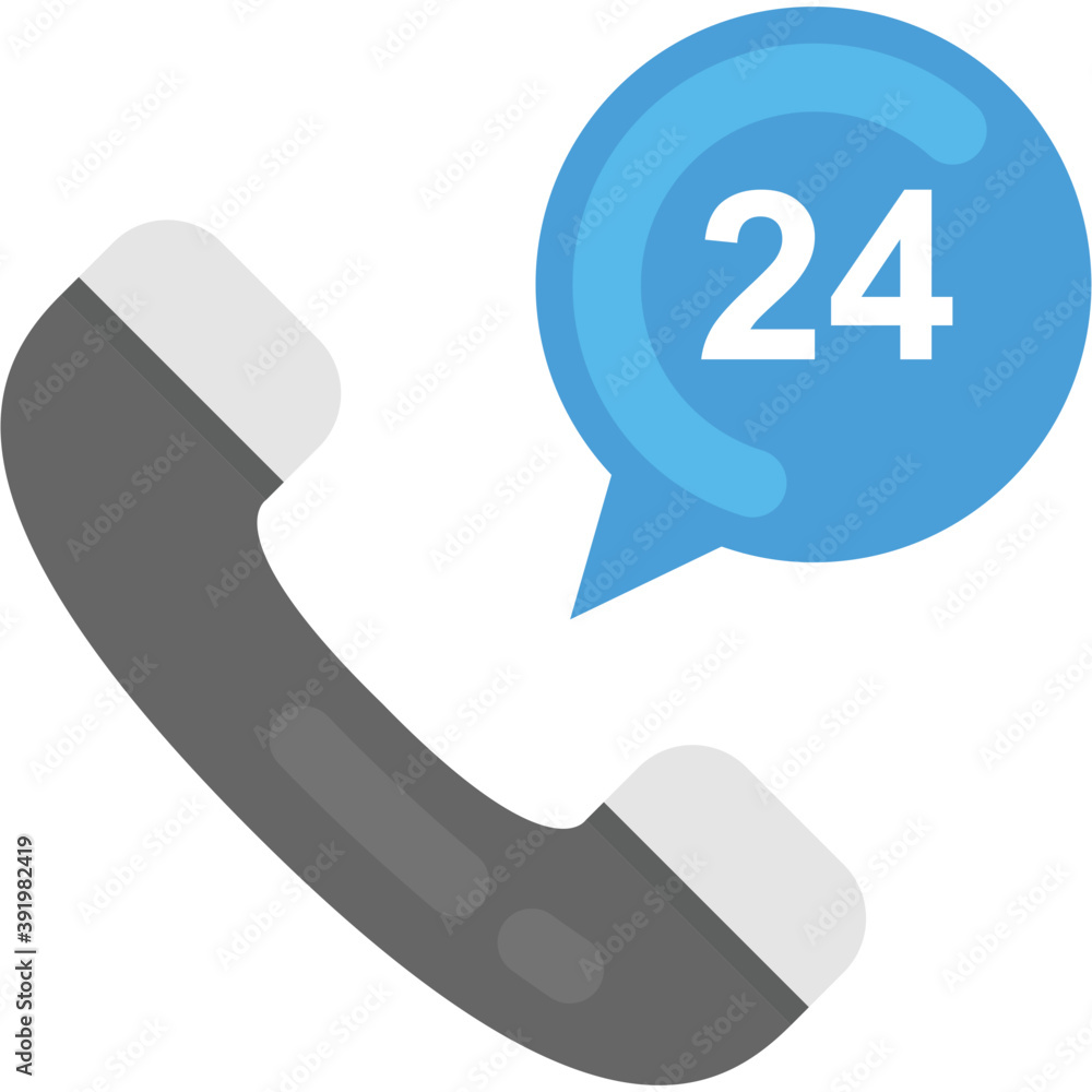 A phone receiver with round the clock bubble flat vector icon
A phone receiver with round the clock bubble flat vector icon