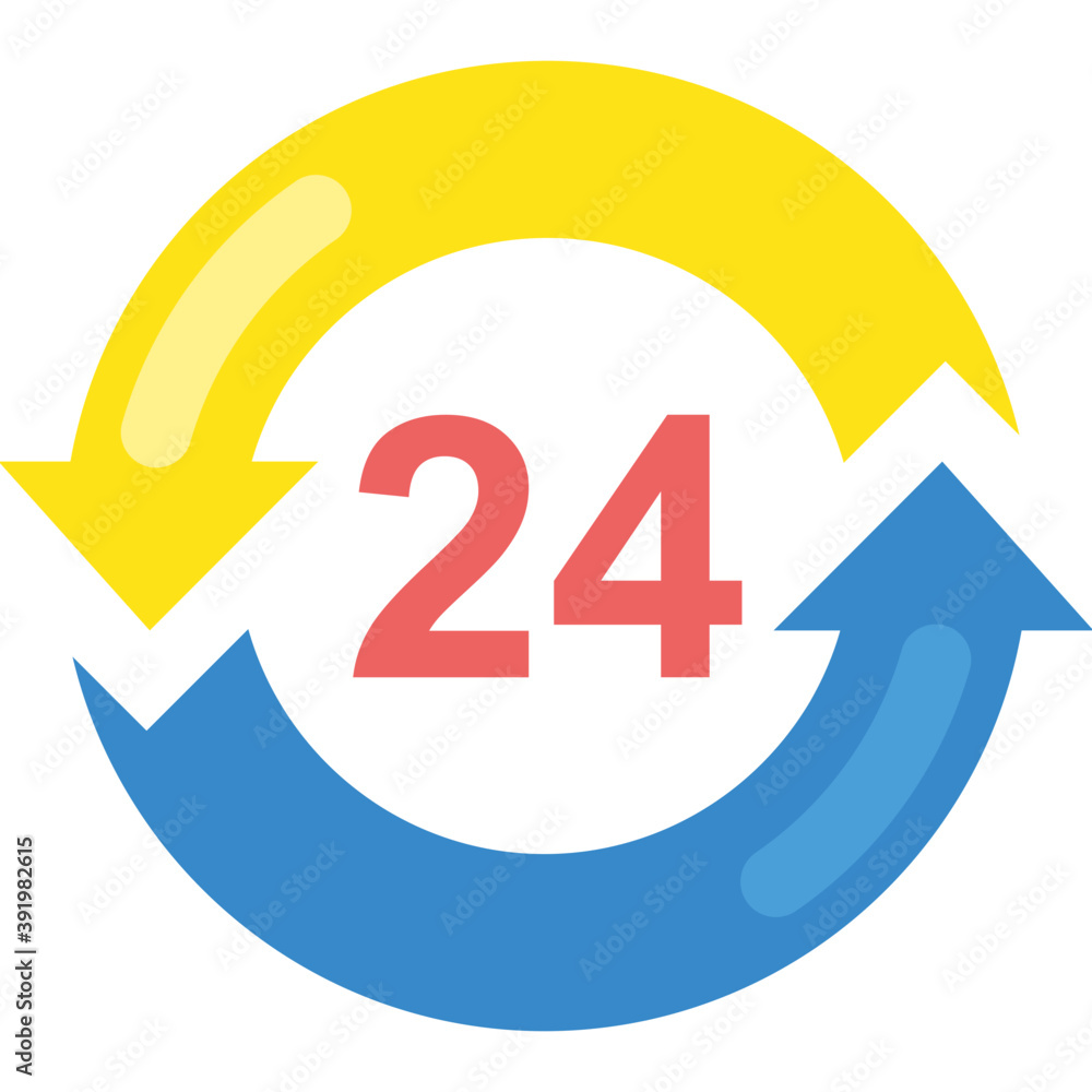 Round the clock service concept, flat vector icon
Round the clock service concept, flat vector icon