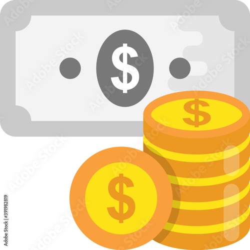 
A stack of dollar bills, cash amount flat icon
