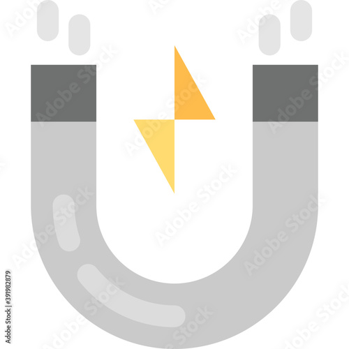 
A magnet bar with magnetic attraction flat design icon
