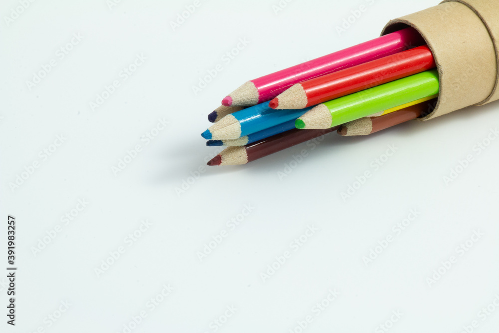 Fototapeta premium colored pencils on white background