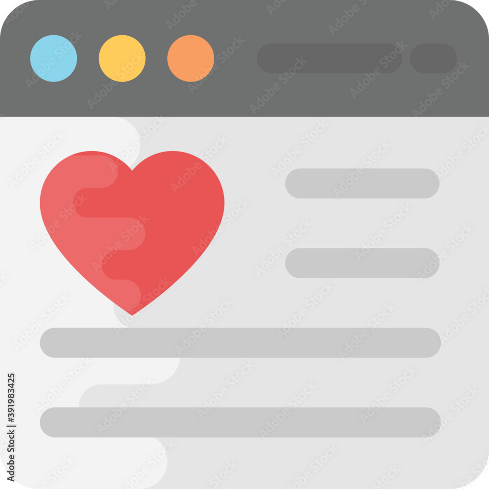 
Conceptual flat icon of website with heart symbolising rating
