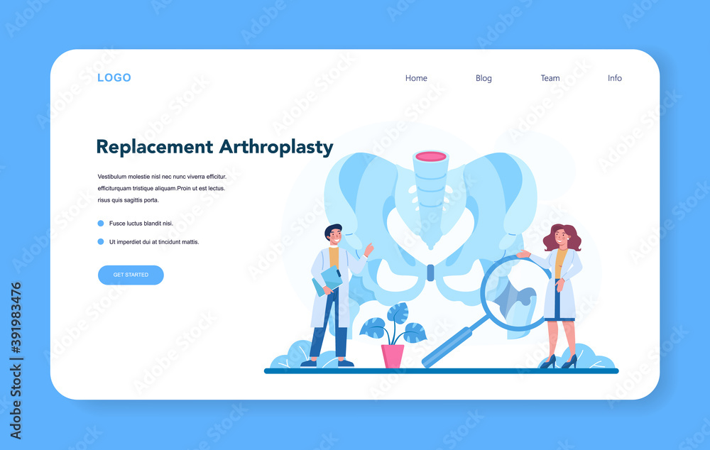 Orthopedics doctor web banner or landing page. Idea of joint Orthopedics doctor web banner or landing page. Idea of joint