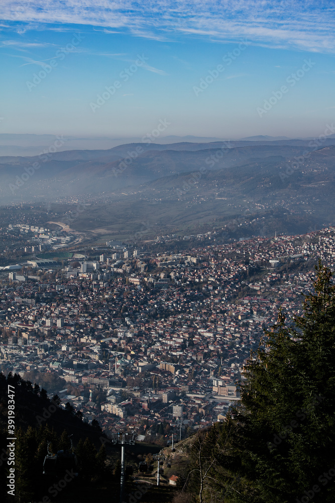 aerial view of the city Sarajevo BiH