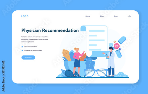 Ophthalmologist web banner or landing page. Idea of eye exam