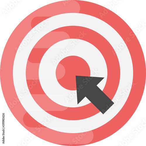 
A dartboard and arrow click representing target marketing 
