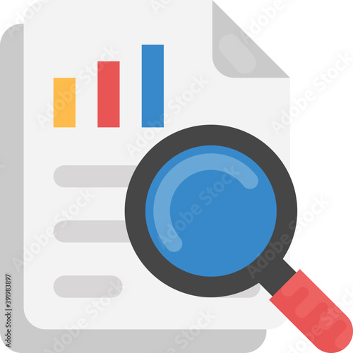 
A graph report with magnifier symbolising an audit sheet or survey report
