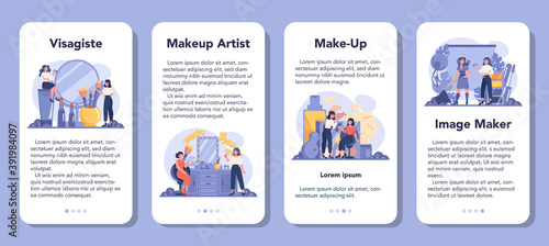 Visagiste mobile application banner set. Beauty center service