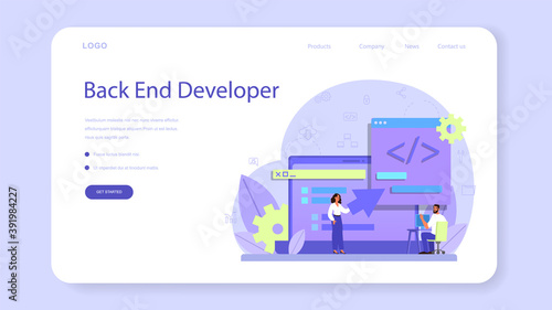 Back end development web banner or landing page. Software development