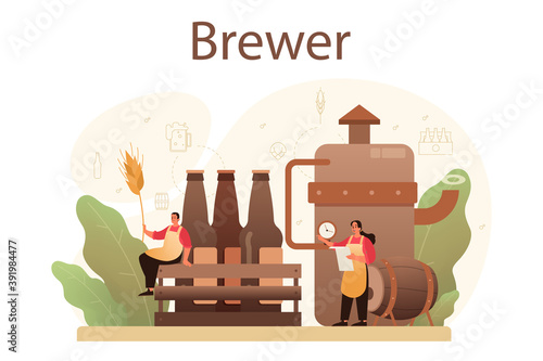 Brewery concept. Craft beer production, brewing process. draught