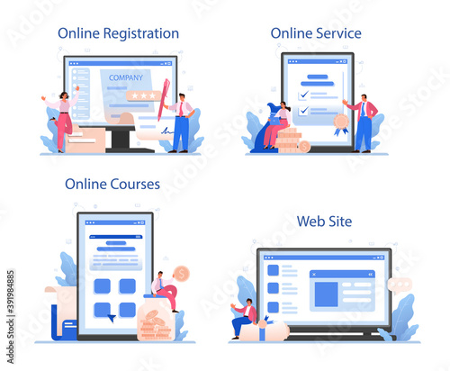New company registration online service or platform set. Business