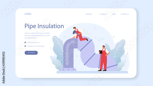 Insulation web banner or landing page. Thermal or acoustic insulation.