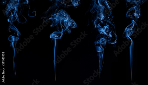 Smoke from matchstick isolated on black background