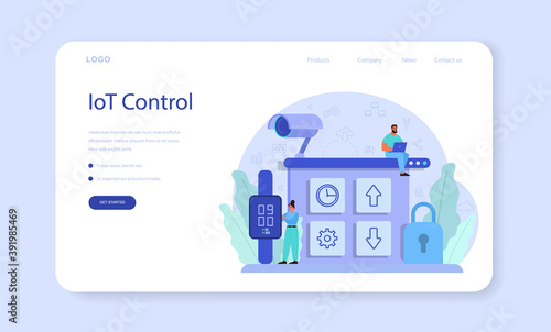 Internet of things web banner or landing page. Idea of cloud, technology
