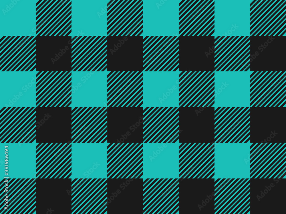Blue and Black Lumberjack plaid seamless pattern. Simple aqua vintage textile design. Scottish cage concept. Tartan plaid background Blue and Black Lumberjack plaid seamless pattern. Simple aqua vintage textile design. Scottish cage concept. Tartan plaid background