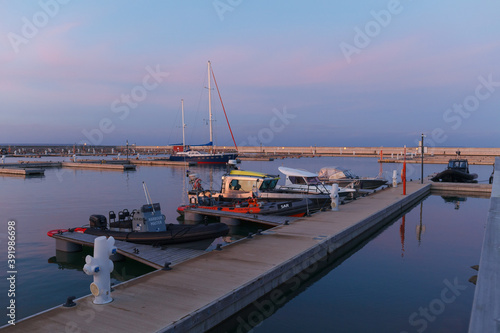 KAKUMAE, ESTONIA - OCTOBER, 30, 2019: Evening mood at the yacht port near Tallinn photo