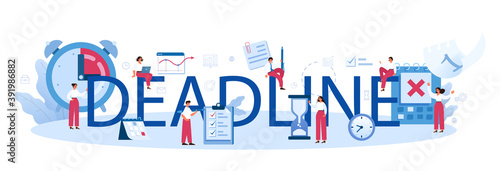 Time management typographic header. Business people work time