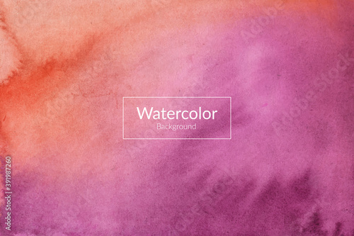Hand-painted abstract orange and purple watercolor texture background design