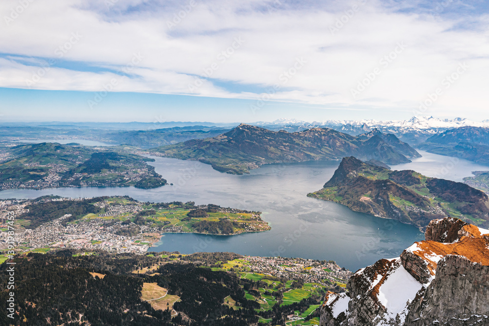 Switzerland view of mountains and lake