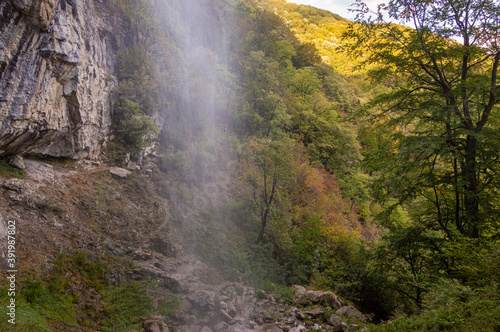 High cliff waterfall