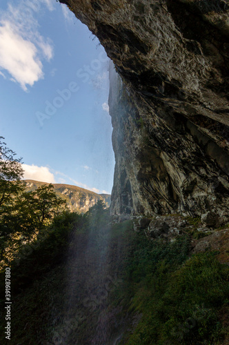 High cliff waterfall