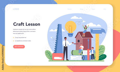 Art school education web banner or landing page. Student
