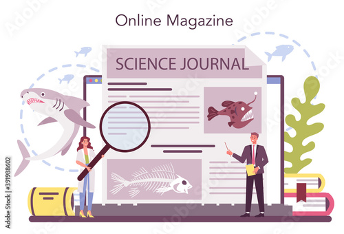 Ichthyologist online service or platform. Ocean fauna scientist.