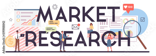 Market research typographic header. Marketing strategy and communucation