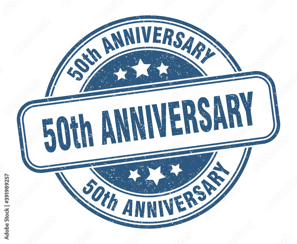 Fototapeta premium 50th anniversary stamp. 50th anniversary label. round grunge sign