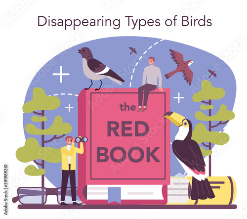 Ornithologist concept. Professional scientist studying endangered species