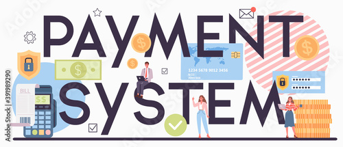 Payment system typographic header. Pay to NFC by card